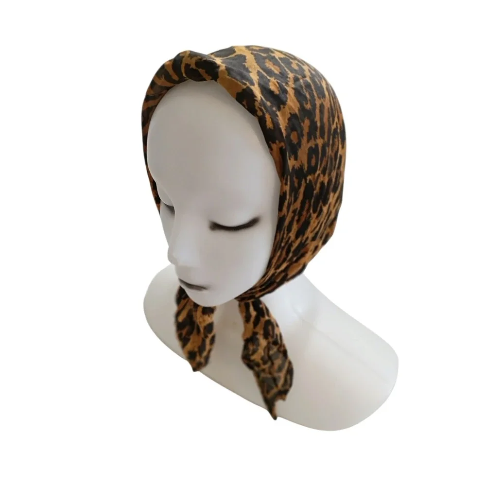 Nick and Nora Vintage Leopard Print Silk Scarf Square Neckerchief Made in USA